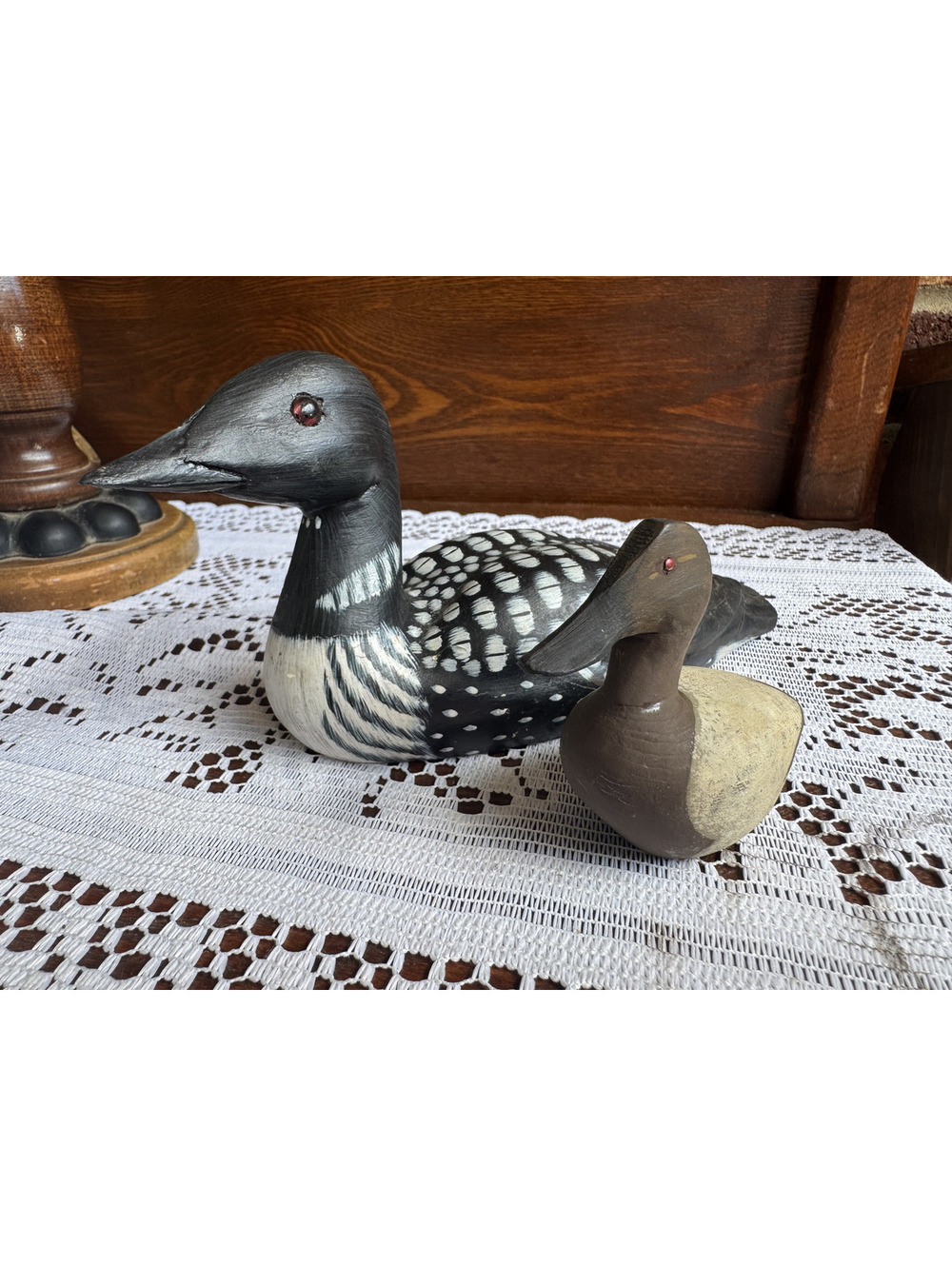 Set of Two Vintage Hand-Painted Wooden Duck Decoys